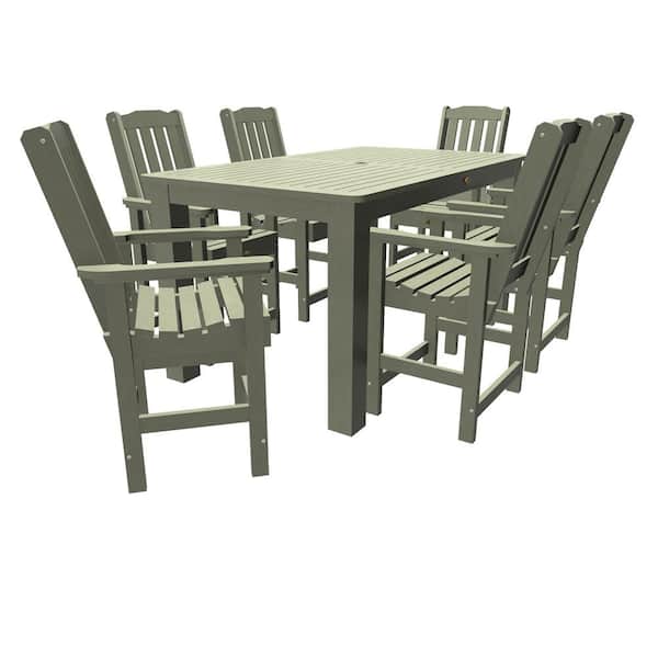 Highwood Springville Eucalyptus 7-Piece Plastic Outdoor Counter Height Dining Set in Eucalyptus (Set of 6)