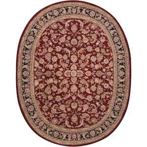 2000 Burgundy 8 ft. x 10 ft. Persian Traditional Oval Area Rug
