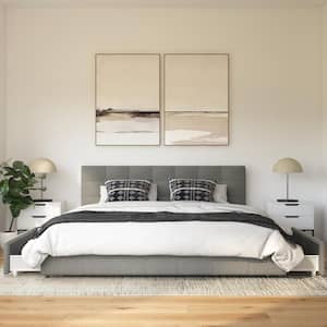 DHP Ryan Grey Linen Upholstered Bed w/storage, King