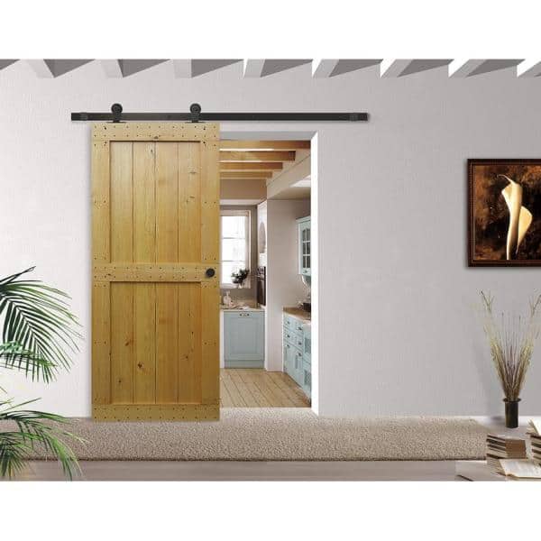 Black Steel Low Profile Barn Door Hardware Kit