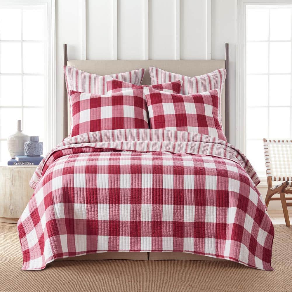 Camden Red and Cream Cotton Euro Sham Set