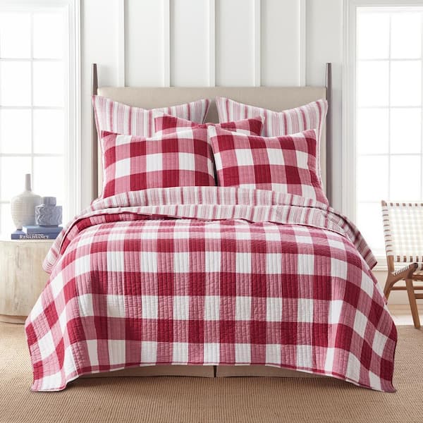 LEVTEX HOME Camden Red Stripe Cotton 26 in. x 26 in. Euro Sham (Set of 2)