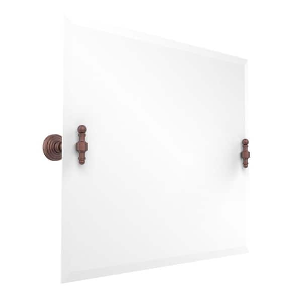 Allied Brass Retro-Wave Collection 26 in. x 21 in. Rectangular Landscape Single Tilt Mirror with Beveled Edge in Antique Copper