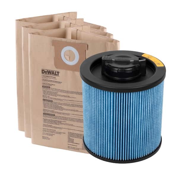 3-Pack Disposable Bag and Fine Dust Cartridge Filter Combo Pack for 6-10 Gallon Wet/Dry Vacuums