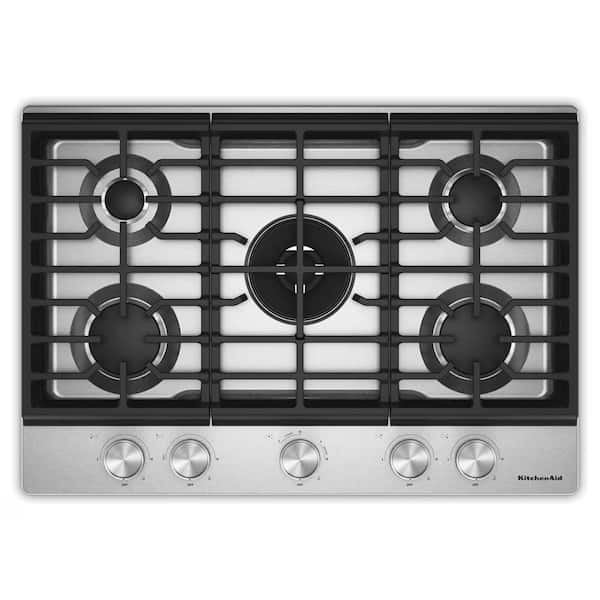30 in. 5 Burners Gas Cooktop in Stainless Steel with Integrated Wok Grate