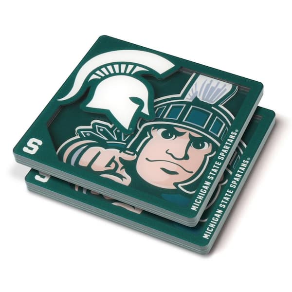 YouTheFan NCAA Michigan St Spartans 3D Logo 2-Piece Assorted Colors Acrylic Coasters