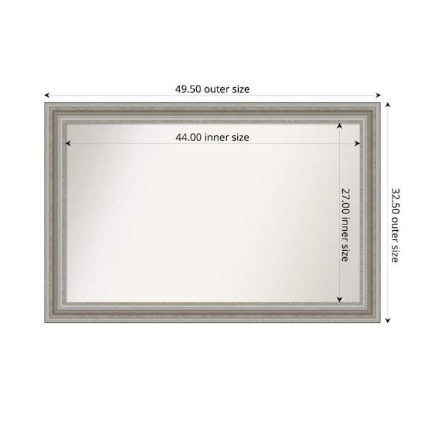 Amanti Art Parlor Silver 49.5 in. x 32.5 in. Custom Non-Beveled Recycled Polystyrene Framed Bathroom Vanity Wall Mirror