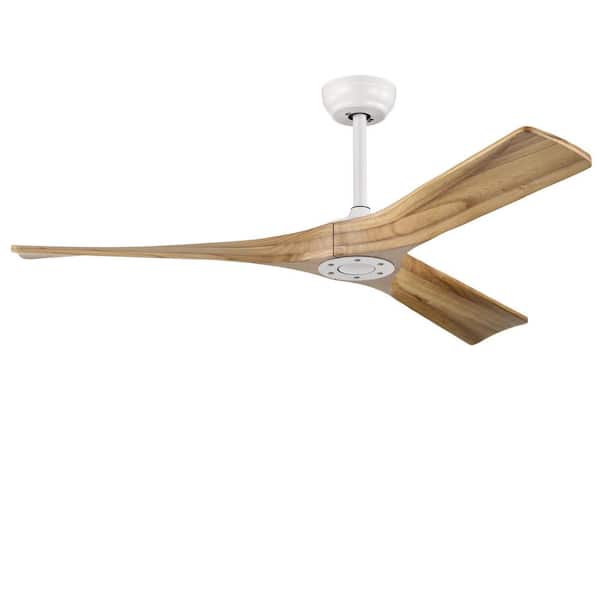 FIRHOT 52 in. Indoor/Outdoor Brown Solid Wood Ceiling Fan with Remote Control