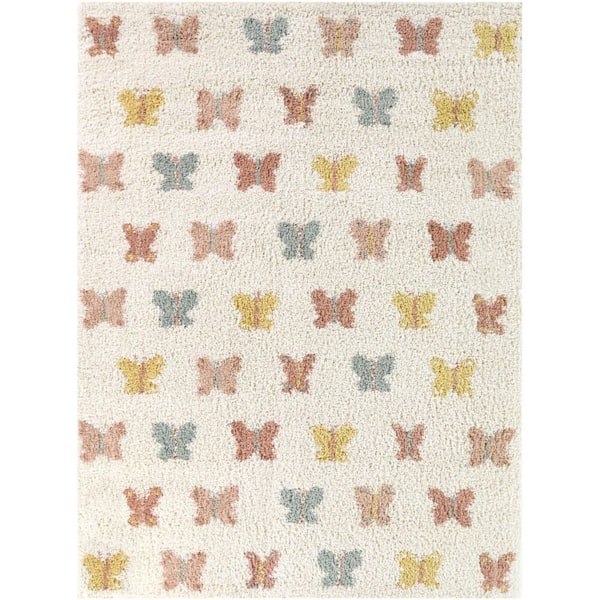 Kirsten Multi-Color 3 ft. 11 in. x 5 ft. 7 in. Kids Butterflies Area Rug