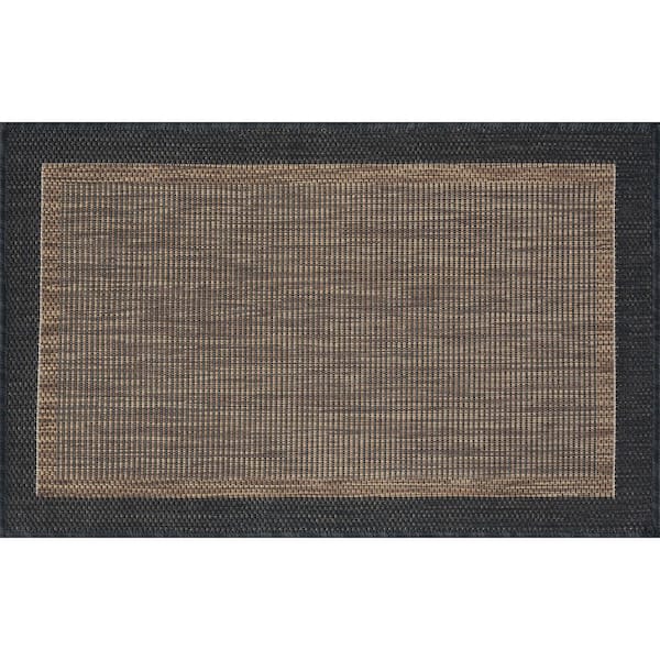 Tayse Rugs Eco Solid Border Gold 2 ft. x 3 ft. Indoor/Outdoor Area Rug