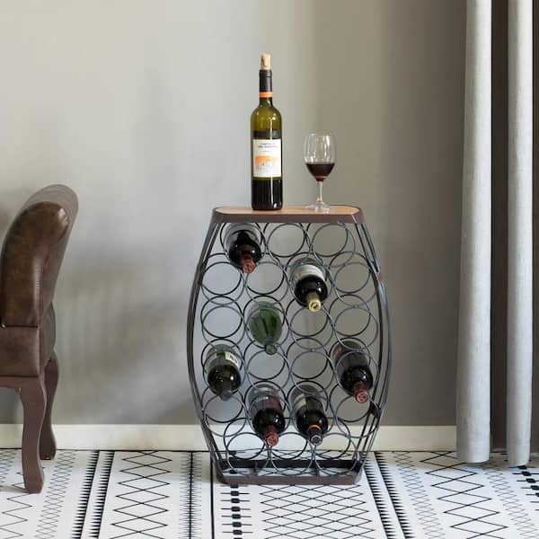 Vintiquewise Brown Barrel Shaped 22-Bottles Decorative Table Wine 