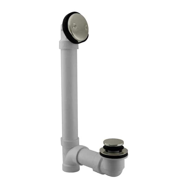 Westbrass 1-1/2 in. Schedule 40 PVC Tip-Toe Drain Bath Waste and Overflow with 2-Hole Faceplate in Stainless Steel