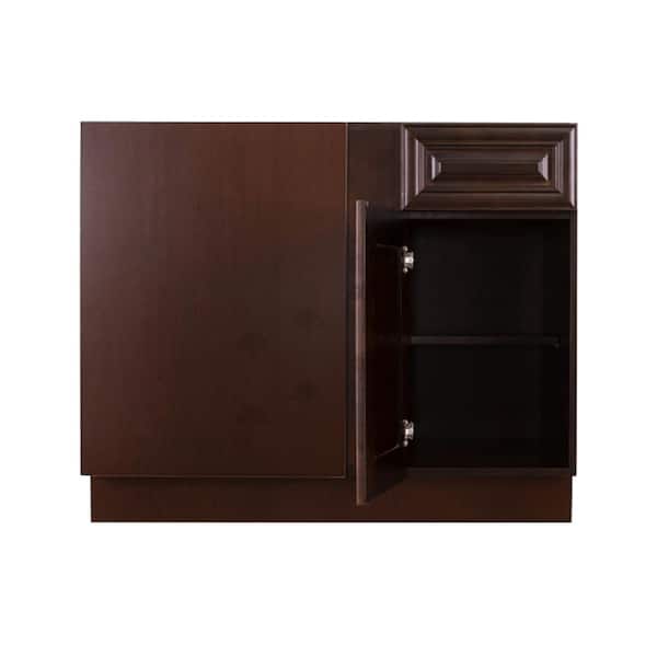 LIFEART CABINETRY Edinburgh Espresso Plywood Raised Panel Stock Assembled Base Corner Kitchen Cabinet (45 in. W x 34.5 in. H x 24 in. D)