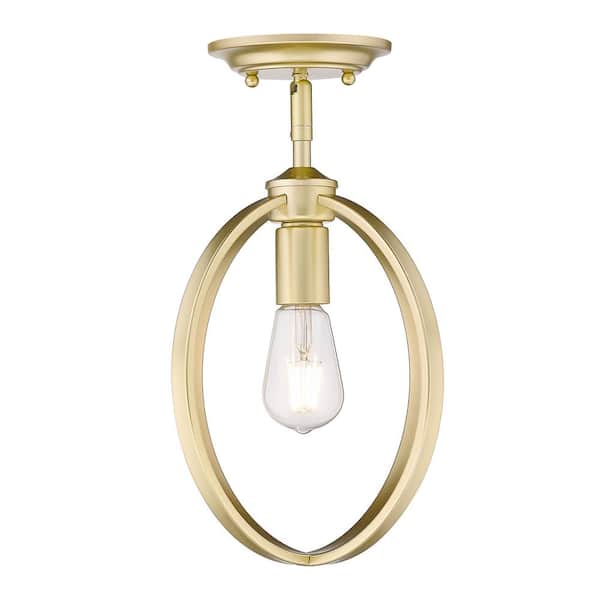 Colson 9.75 in. 1-Light Olympic Gold Semi-Flush Mount