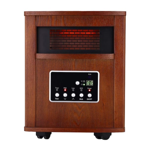 Global Air Products 1500-Watt Large Room Infrared Quartz Heater with Wood Cabinet and Remote