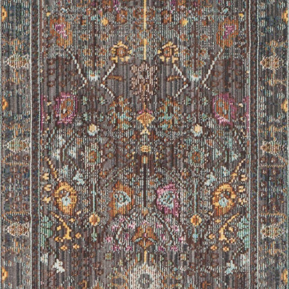 Valencia Grey and Multicolor Synthetic Runner Rug, 2'3" x 12'
