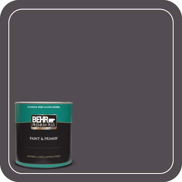 BEHR PREMIUM PLUS 1 qt. #N570-7 Black Elegance Semi-Gloss Enamel Exterior Paint & Primer