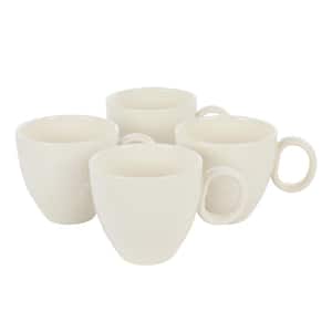 4 Piece 16 oz. Floral Pattern Stoneware Beverage Mug in White