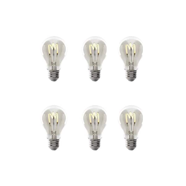 40-Watt Equivalent A19 Dimmable H Shape Filament Clear Glass E26 Vintage Edison LED Light Bulb, Warm White (6-Pack)