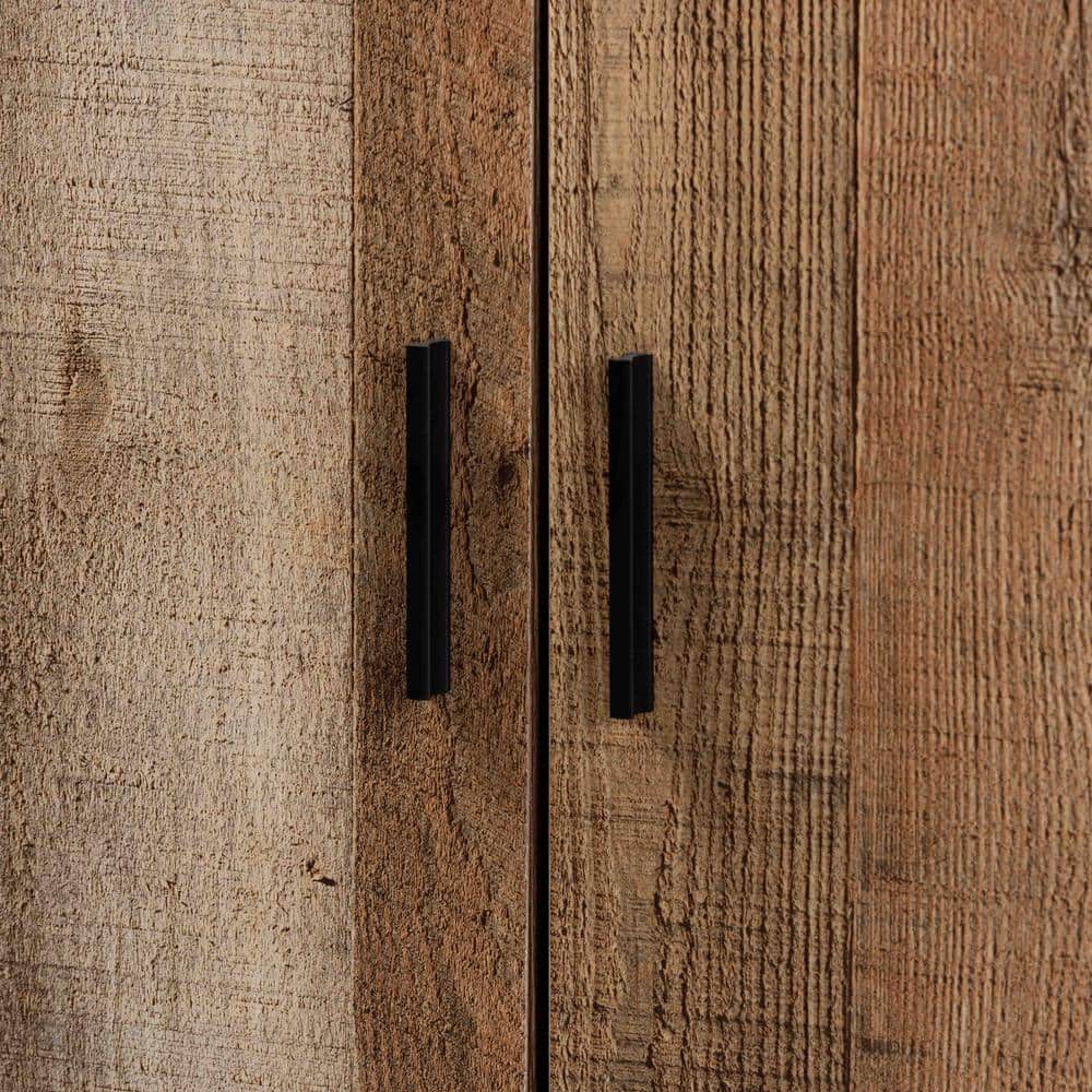 Rustic Brown 47" Wood Shoe Cabinet with Industrial Accents