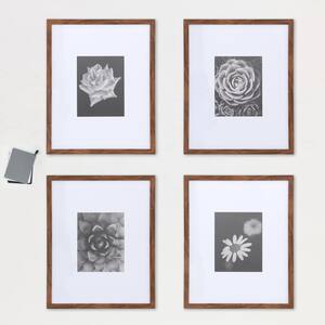 16inchx 20inch Matted to 8inch x 10inch Walnut Gallery Wall Picture Frames (Set of 4)