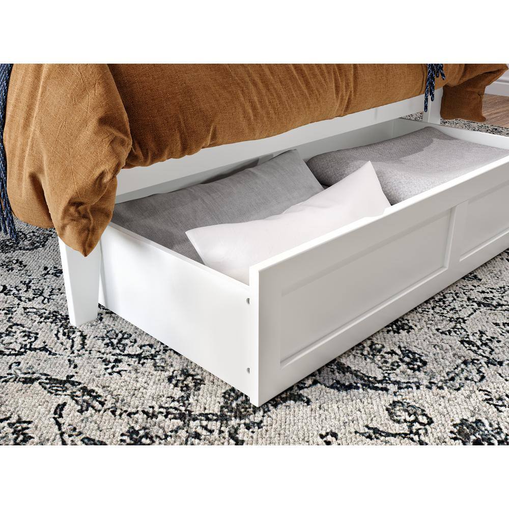 Warren White Full Platform Bed with Storage Drawer