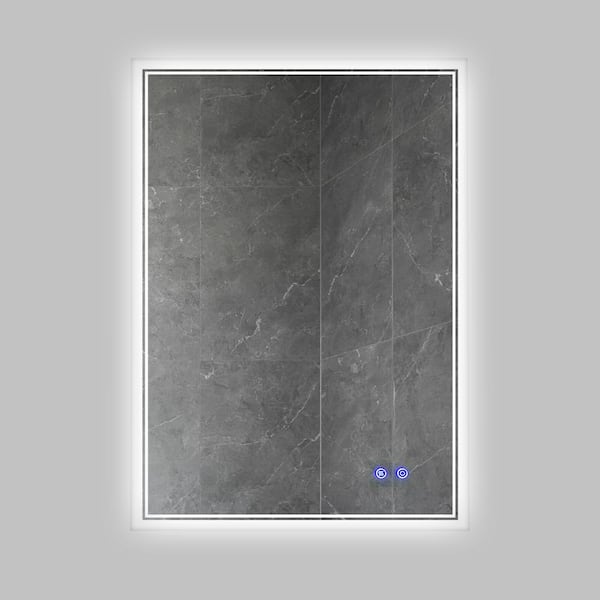 Unbranded 24 in. W x 36 in. H Rectangular Frameless LED Anti-Fog Wall Mounted Bathroom Vanity Mirror in Silver