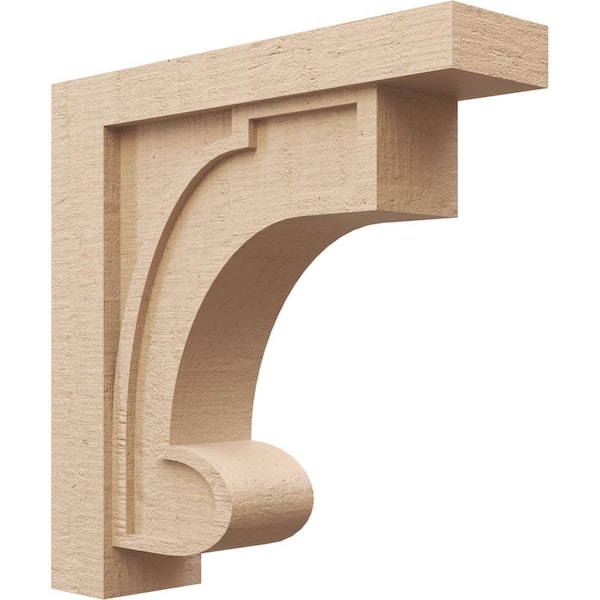 Ekena Millwork 6-in. x 24-in. x 24-in. Series 1 Thin Alma Rough Cedar Woodgrain Timberthane Polyurethane Corbel, Primed Tan