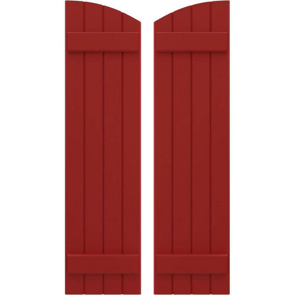 14-in W x 50-in H Americraft Exterior Real Wood Joined Board and Batten Shutters w/Elliptical Top Fire Red price history on PriceWatchPro