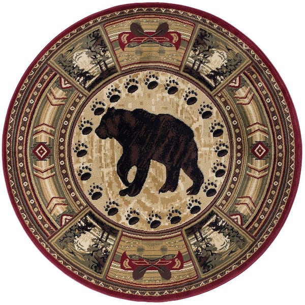 Nature Lodge Brown 6 ft. Round Indoor Area Rug