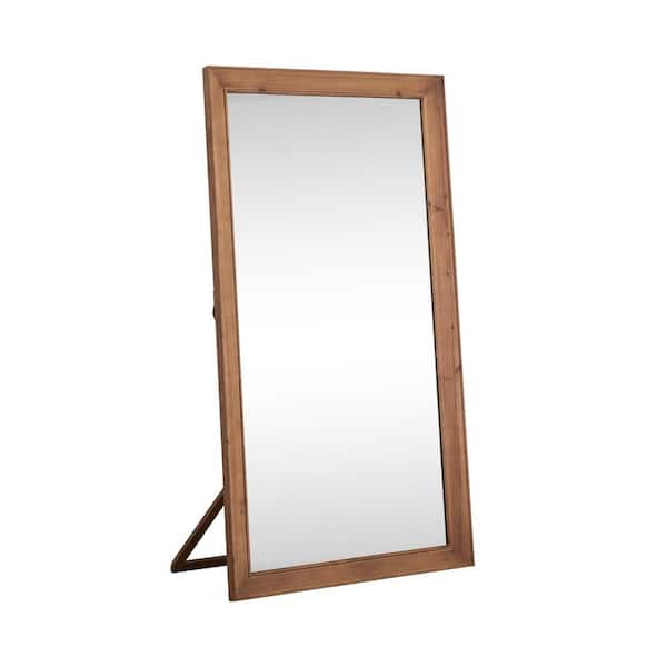 35 in. W x 71 in. H Modern Solid Wood Rectangle Framed Full Length Decorative Mirror in Brown
