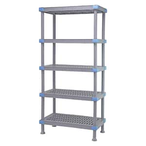 Millenia Gray 5-Tier Rust Proof Plastic Polymer Vented Industrial Shelving Unit (18 in. W x 74 in. H x 42 in. D)
