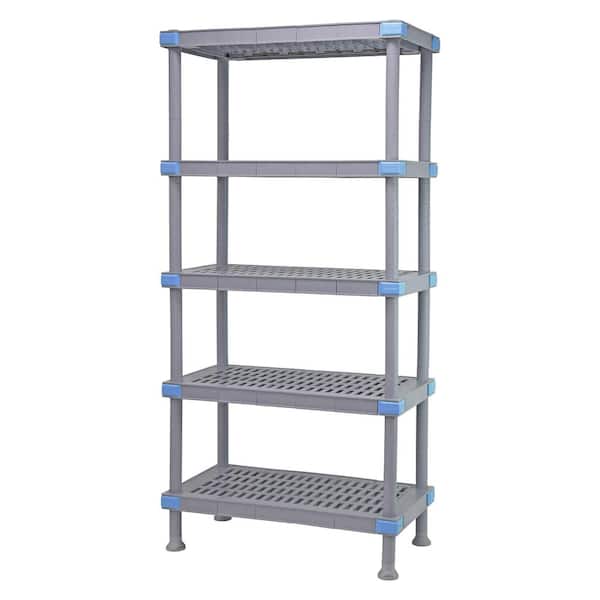 QUANTUM STORAGE SYSTEMS Millenia Gray 5-Tier Rust Proof Plastic Polymer  Vented Industrial Shelving Unit (18 in. W x 86 in. H x 42 in. D)  QP184286VS-5 - The Home Depot