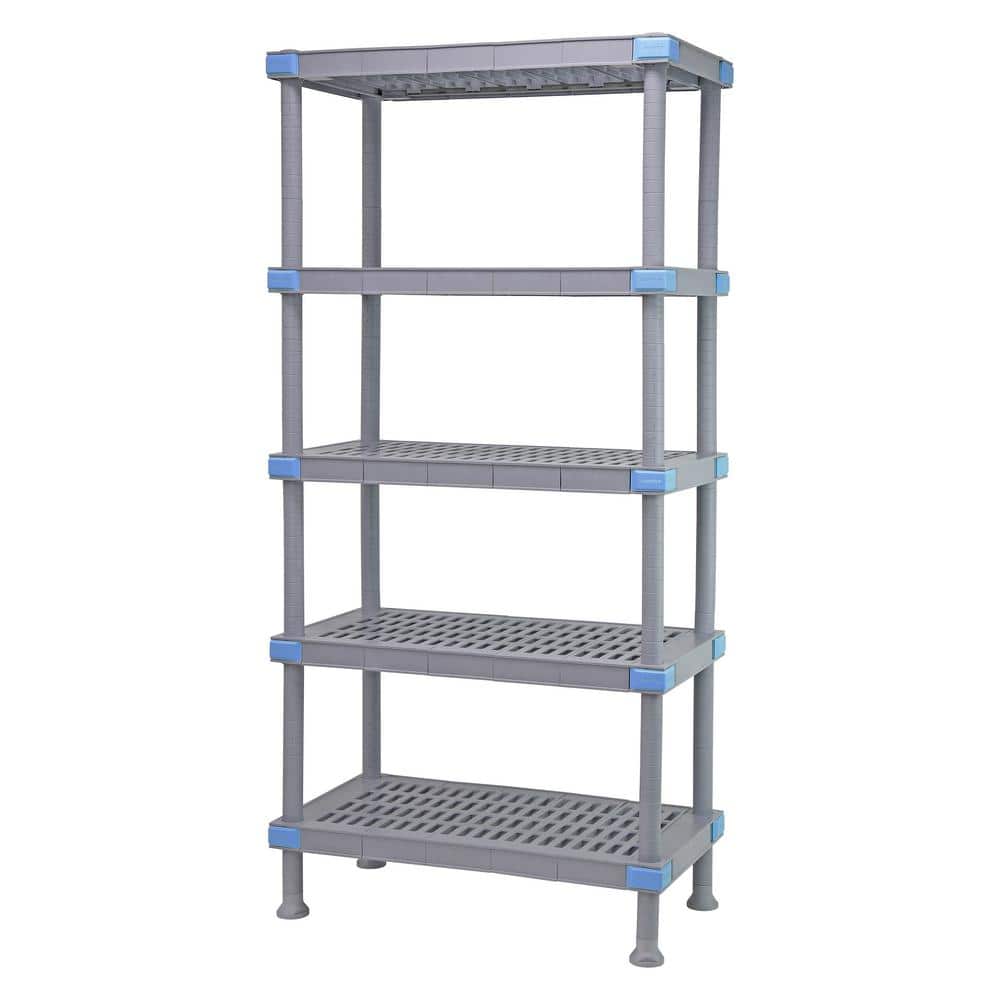 Millenia Gray 5-Tier Rust Proof Plastic Polymer Vented Industrial Shelving Unit (24 in. W x 74 in. H x 24 in. D) price history on PriceWatchPro