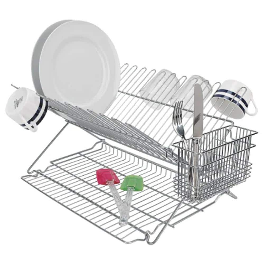 Extra-Large Silver Foldable Metal Dish Rack