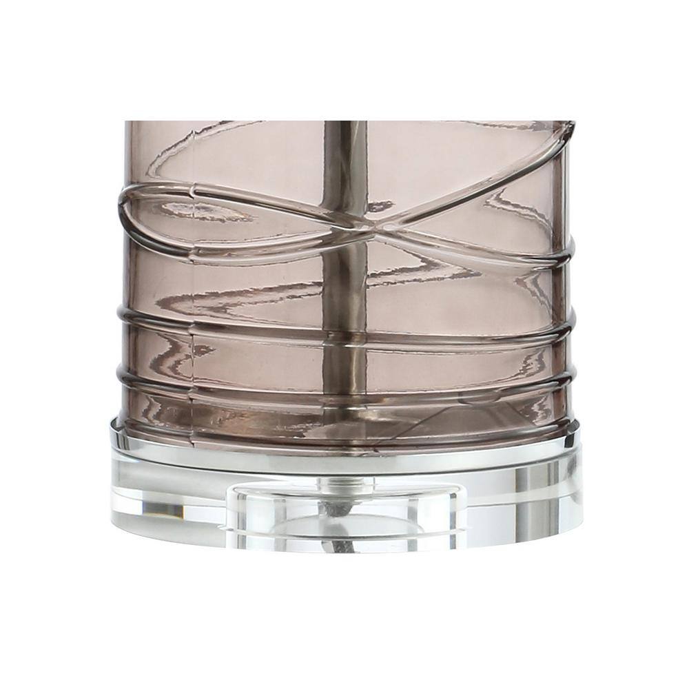 Smoky Gray Glass Cylinder LED Table Lamp Set with Drum Shades