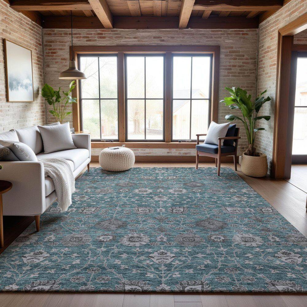 Mayfield Premium Machine Washable Abstract AMF1155 Teal 10 ft. x 14 ft. Area Rug price history on PriceWatchPro