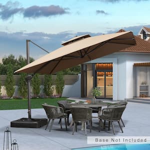 11 ft. Square Double Top Outdoor Aluminum 360° Rotation Cantilever Patio Umbralla in Beige