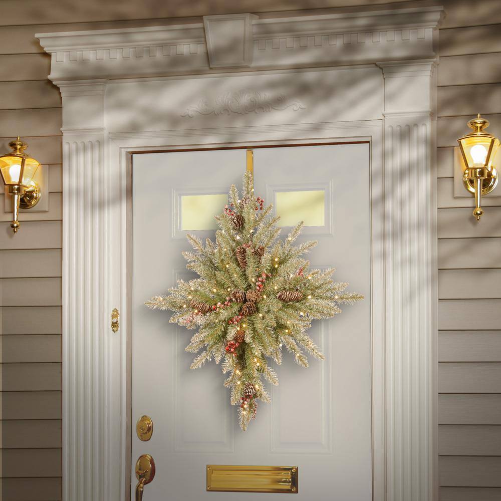 White Lighted Faux Pine Topiary with LED Lights