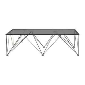 Chalet 53 in Chrome and Grey Rectangle Glass Coffee Table