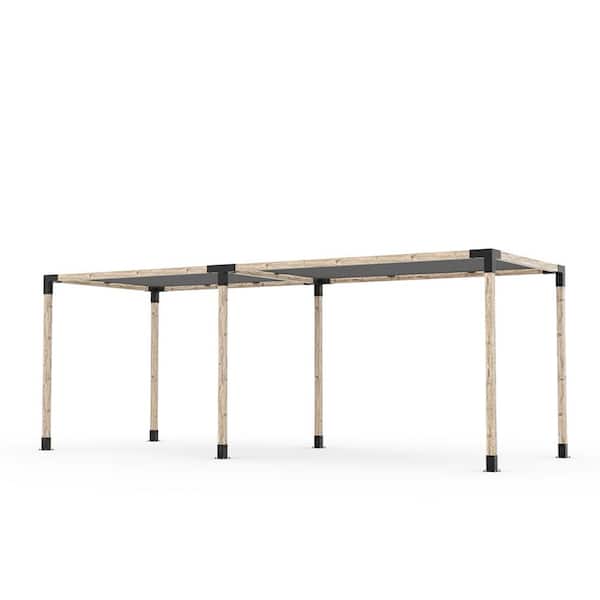 TOJA GRID 8 ft. x 22 ft. Double Pergola Kit with 2 Graphite Shade Sails, for 4x4 Wood