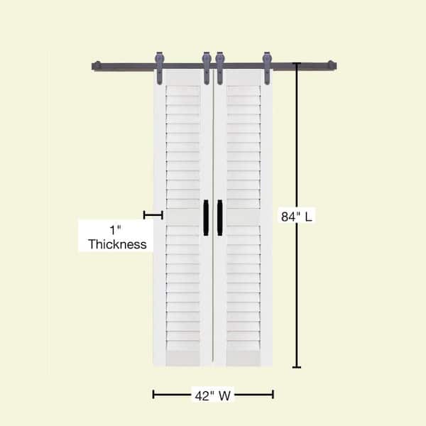 42 in. x 84 in. Louver/Louver White PVC Composite Split Barn Door 42 in. x 84 in. Louver/Louver White PVC Composite Split Barn Door