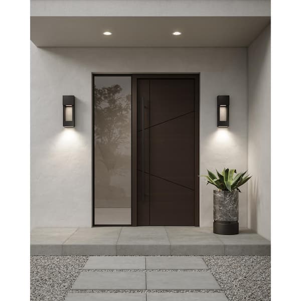 Testa Medium 2-Light Black LED Outdoor Wall Lantern Sconce (1-Pack)