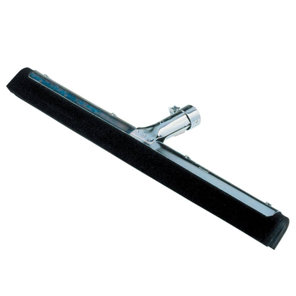 Heavy Duty Floor Scrubber Squeegee- 18.25” Solid Natural Rubber Blade- 58” Long Handle- Dries