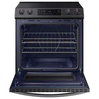 30 in. 6.3 cu. ft. Slide-In Electric Range with Self-Cleaning Oven in Black Stainless Steel
