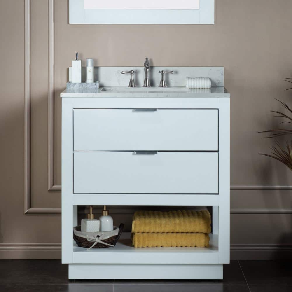 WOODBRIDGE Venice 31 in.W x 22 in.D x 38 in.H Bath Vanity in White with