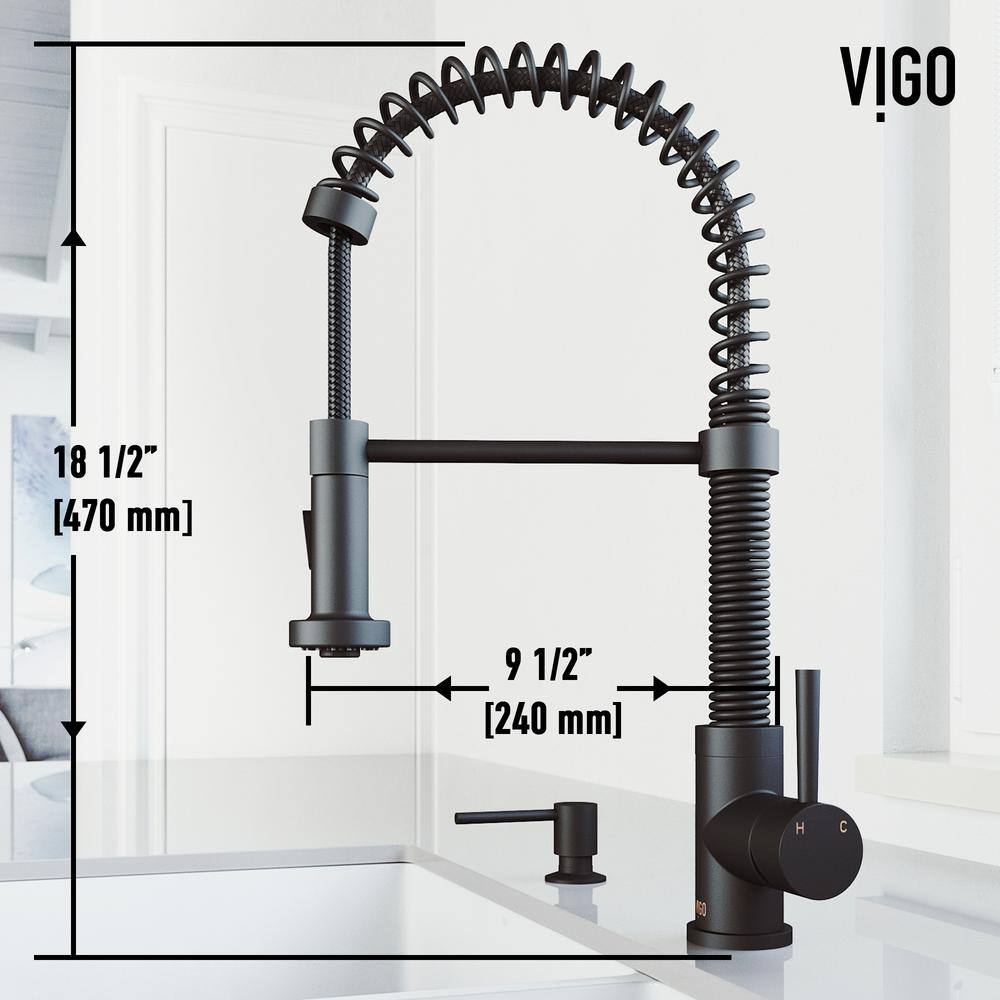 Matte Black Brass Pull-Down Kitchen Faucet with Soap Dispenser