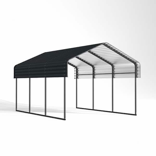 Orion Heavy Duty 10 ft. W x 15 ft. D Black Roof Galvanized Metal Carport Outdoor Garage