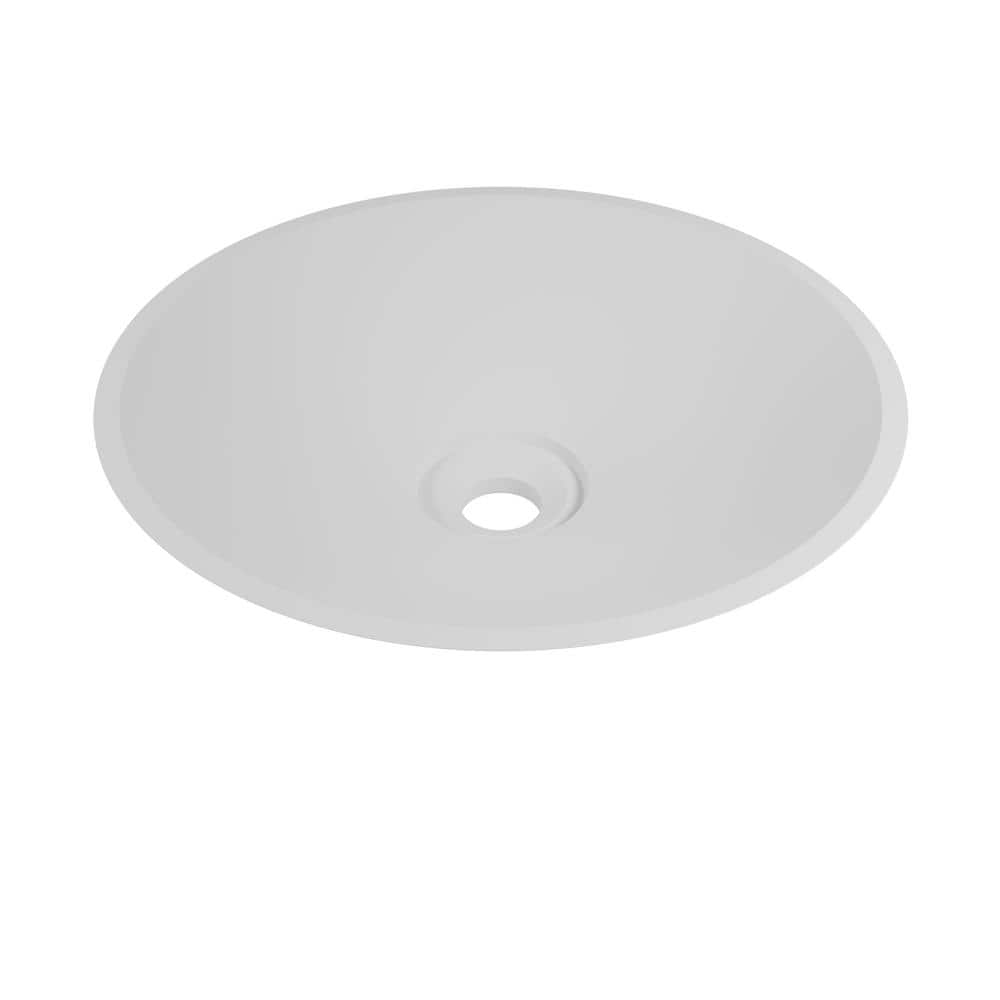 Mahdi Matte White Ceramic Round Vessel Sink, 18.9"