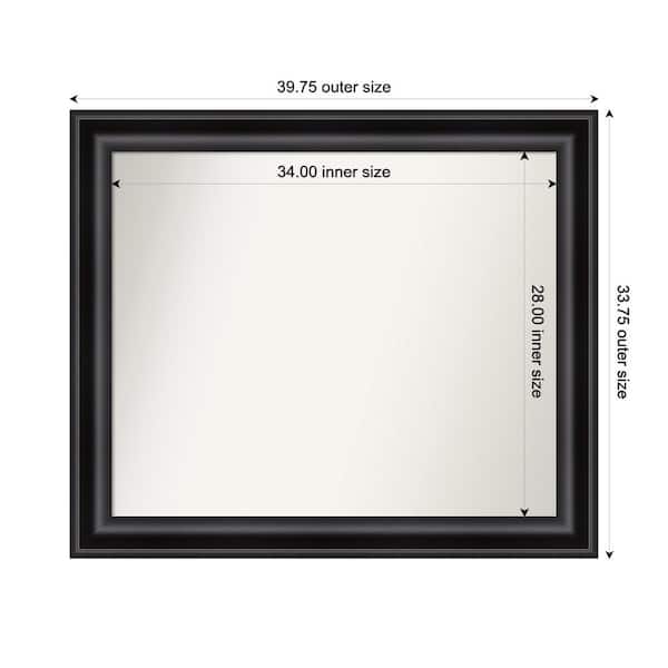 Amanti Art Grand Black 39.75 in. x 33.75 in. Custom Non-Beveled Recycled Polystyrene FramedBathroom Vanity Wall Mirror